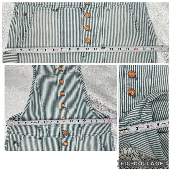 Anthropologie Pilcro Railroad Denim Stripes Overalls Romper Shortall Shorts 27 - Picture 11 of 12